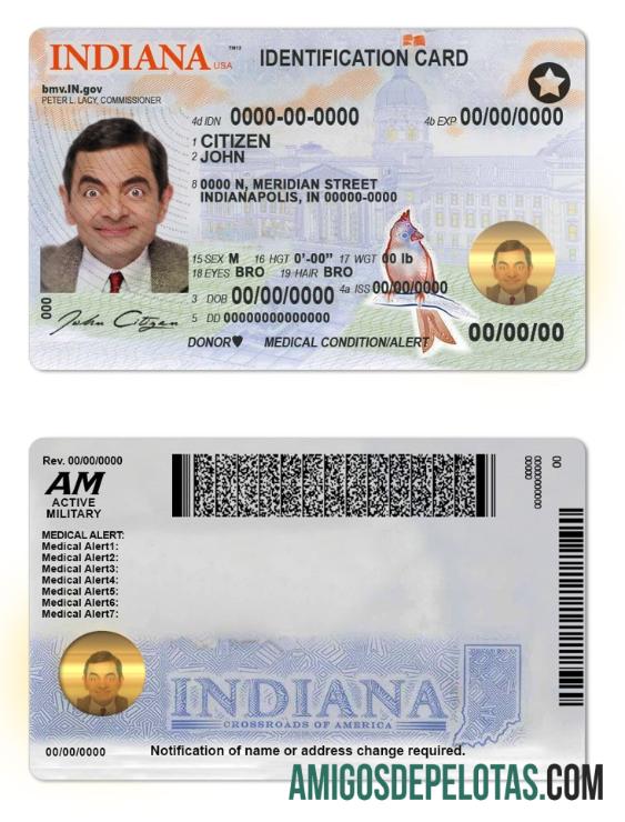 Mostra de identificação do estado de Indiana dos EUA